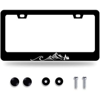 Waves License Plate Frame Ocean Wave Mountains License Plate Stainless Steel