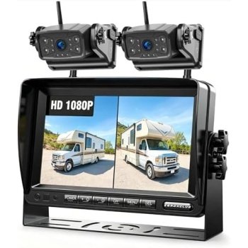ZEROXCLUB Magnetic Wireless RV Backup Camera System: 7" HD 1080P DVR Monitor